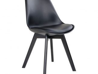 Viborg Dining Chair - Chair in black with black wood legs
