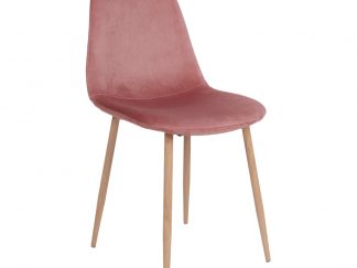 Stockholm Dining Chair - Chair in rose velvet with woodlike legs HN1214