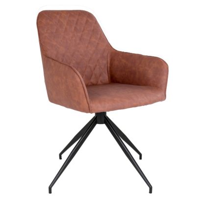 Harbo Dining Chair with Swivel - Chair with swivel in vintage brown PU HN1220