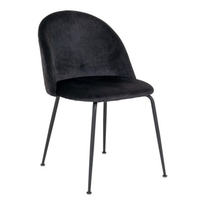 Geneve Dining Chair - Chair in black velvet with black legs HN1207