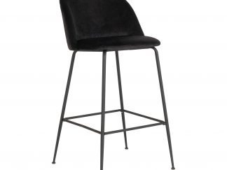 Lausanne Bar Chair - Bar chair in black velvet with black legs HN1207