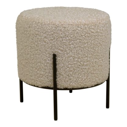 Alford Pouf - Pouf in grey-brown artificial lambskin