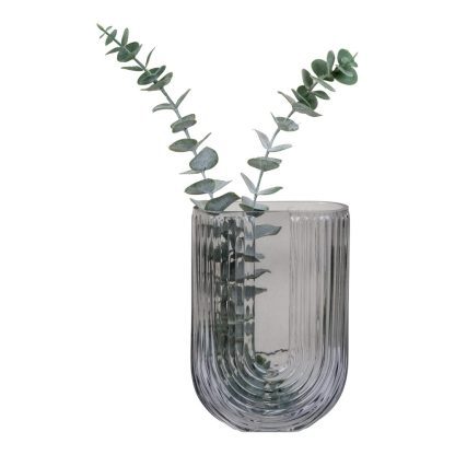 Vase - Vase U-shape in smoked glass 13x6x19 cm